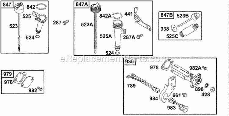 Oil Group Diagram and Parts List for  Briggs and Stratton Engine